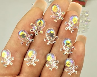 AB Yellow Skull Nail Charms: Mini Flatback Cabochons (10 Pcs)