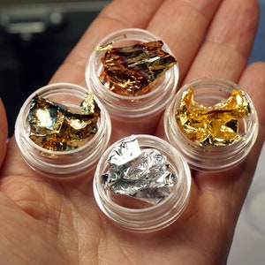 ASSORTED FOIL FLAKES For Nails Lot of 4 Boxes Nail Glitter Kit Gold Copper Silver Blue Nail Flakes 3D Nail Art Craft Small Gift Idea For Her