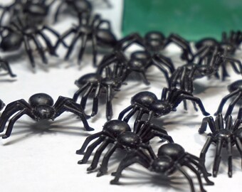 Black Plastic Spiders for Halloween Crafting, Slime Fillers - Set of 20