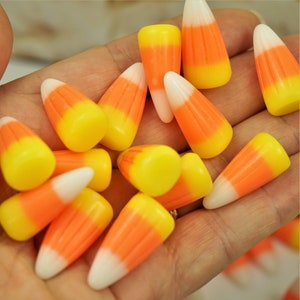 HALLOWEEN CANDY CORN Cabochons, Halloween Craft Cabs, Dollhouse Candy Corn In Box, Thanksgiving Craft Resin Charms, Small Gift Idea For Kids