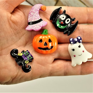 HALLOWEEN CHARMS For CRAFT Flatback Cabochons, Ready To Gift In Box, Small Gift For Kids