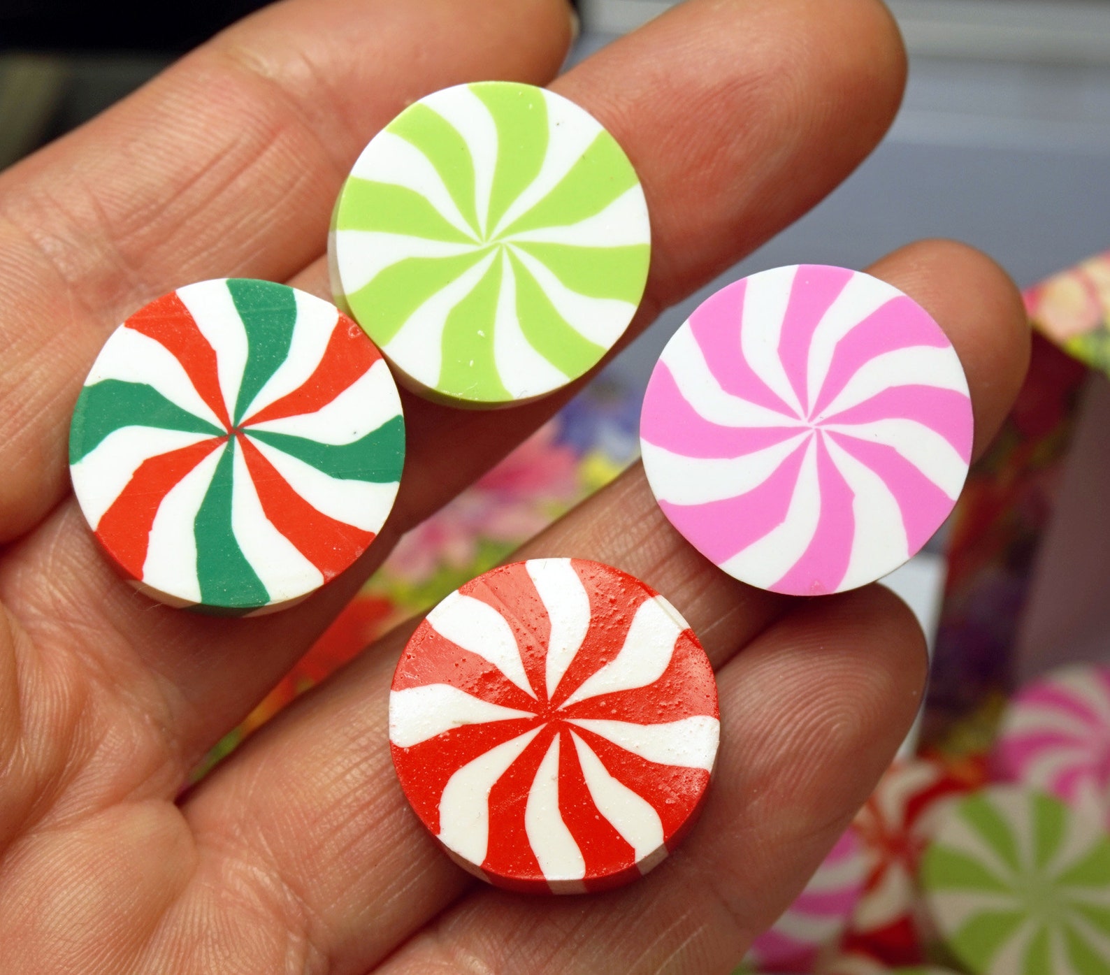 Peppermint Candies For Christmas Craft Fake Round Candy Etsy