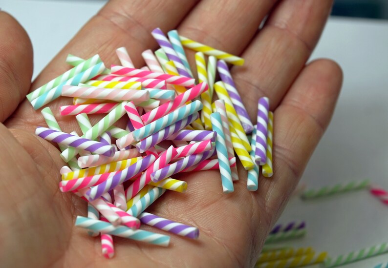 Mini TWISTED CANDY STICKS Cabochons Slime Charms Multicolor Etsy