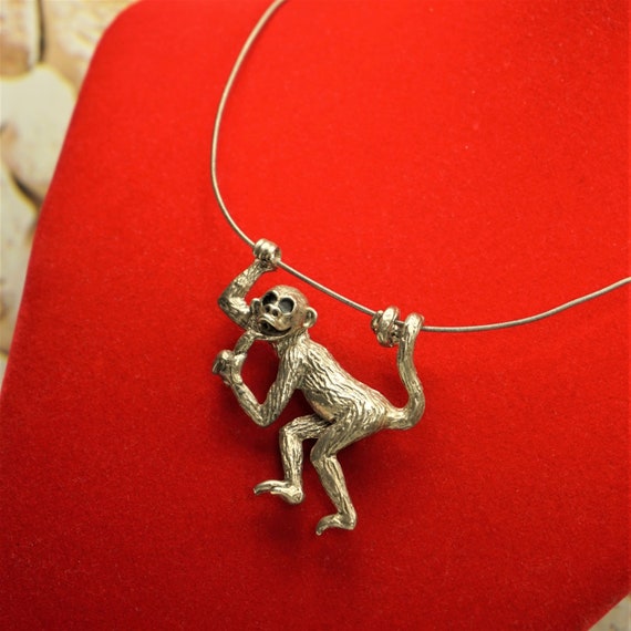 STERLING SILVER WIRE With Heavy Monkey Pendant, R… - image 6