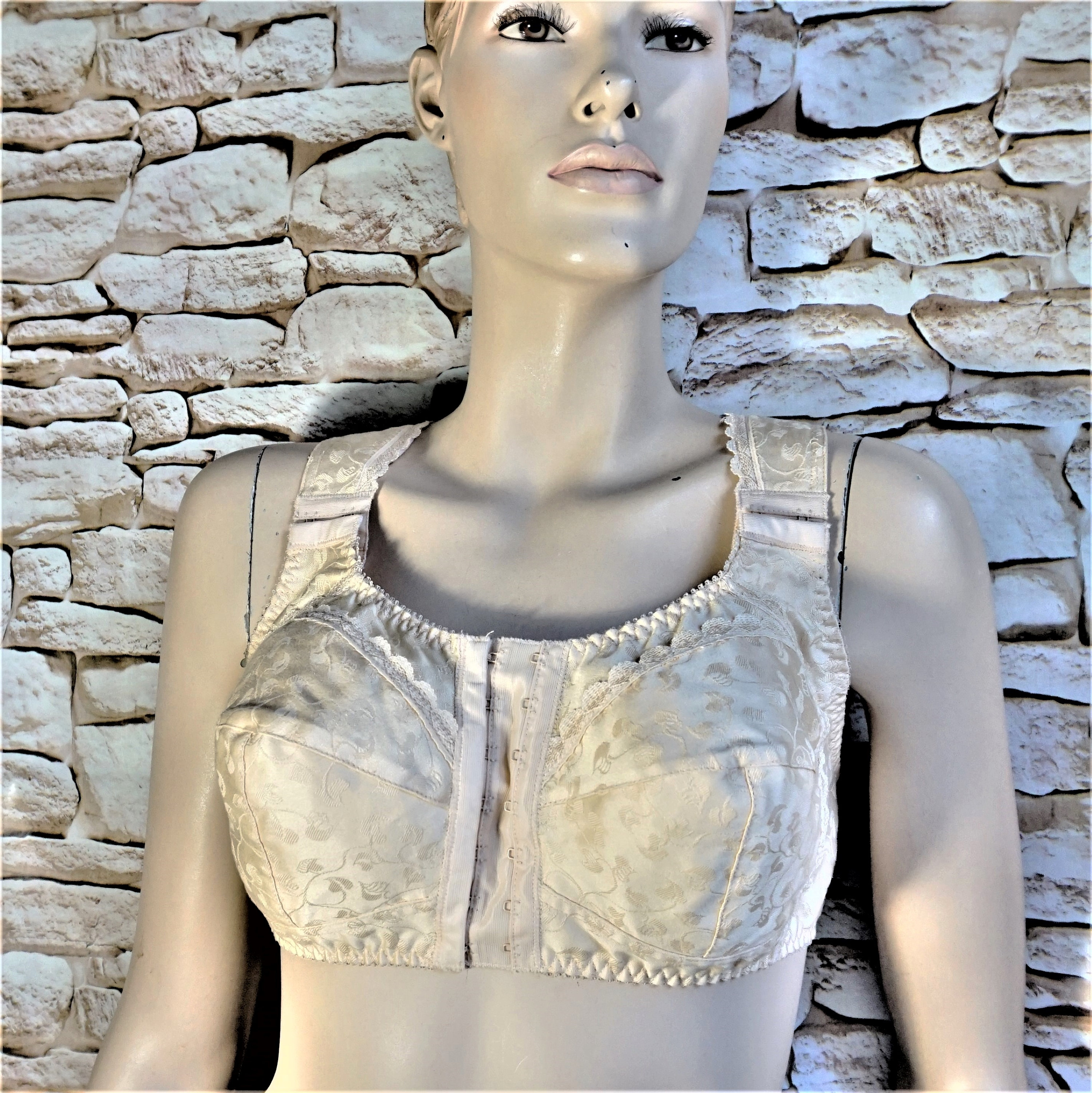 PURE COTTON Retro Bra With Wide Straps, Custom Made Front 7 Hooks