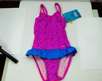 Baby Girl's One Piece Swimsuit - Floral Pink - New Vintage