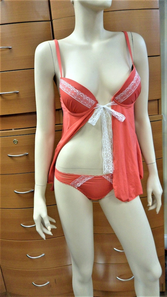 PUSH UP BABYDOLL Set With Low Rise Thong, Gift for Girlfriend 