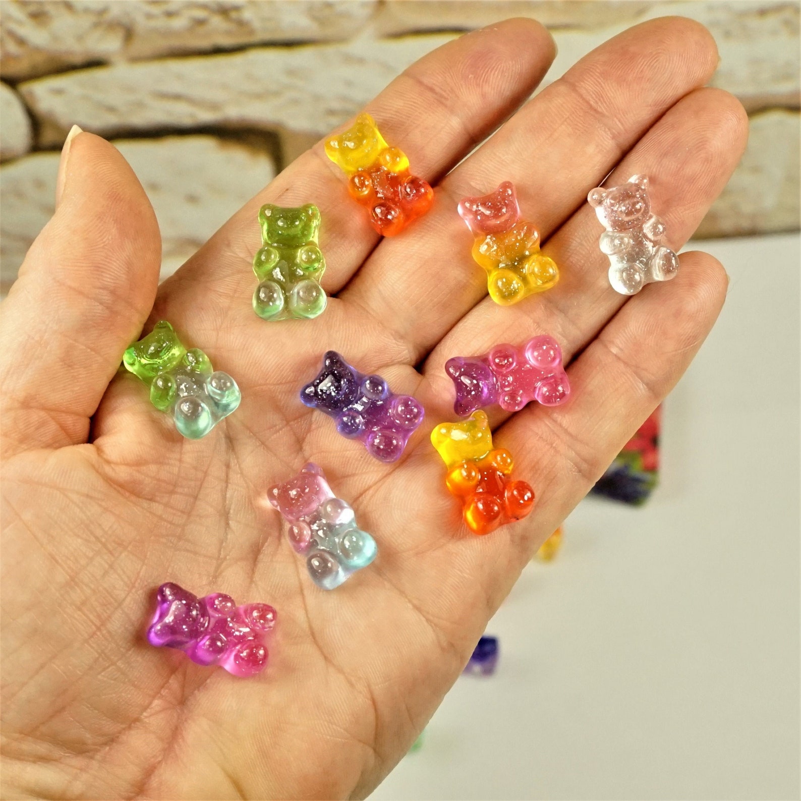 Diy GUMMY BEARS Bear Charms For Slime Flat Back Cabochons | Etsy