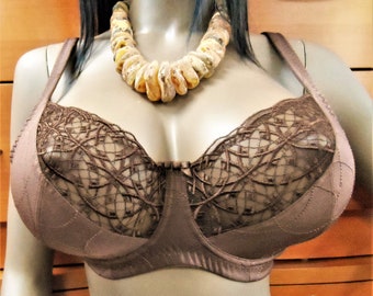 Chocolate Underwire Bra, Wide Straps, Lace Detail, European Lingerie