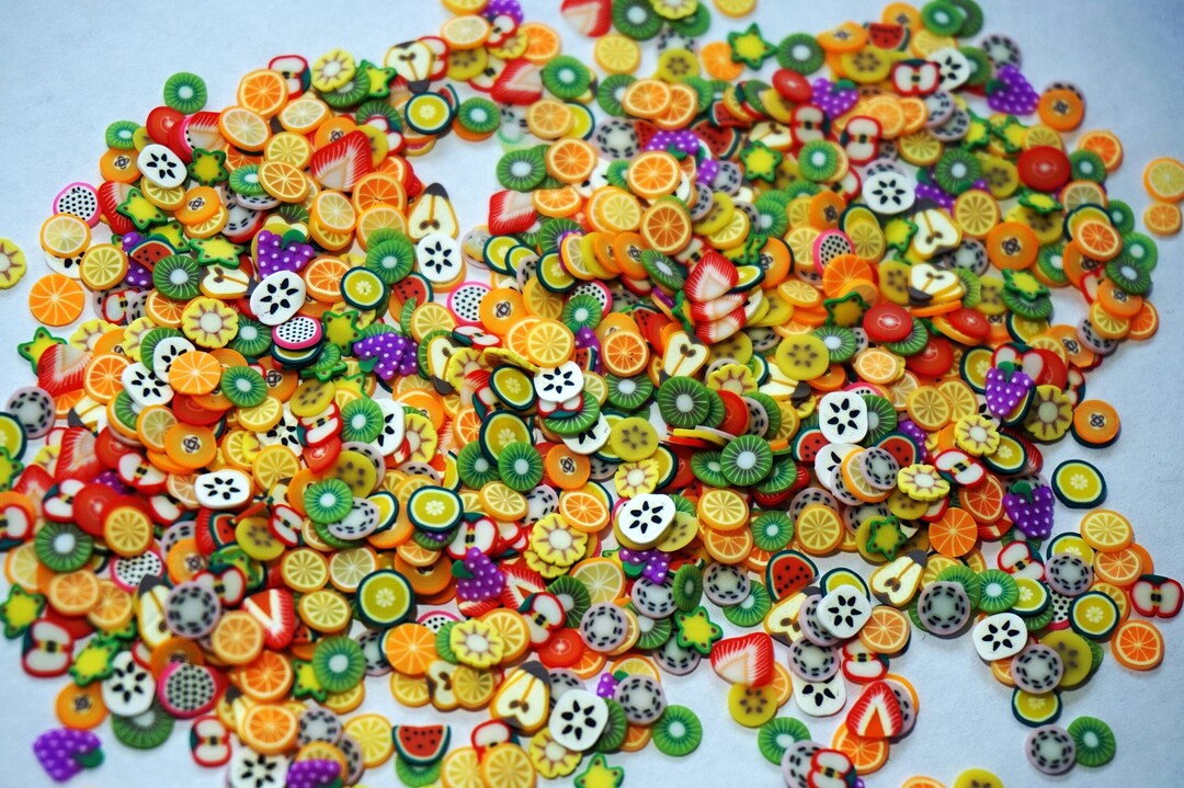 ASSORTED FRUITS FIMO Slices for Craft 3D Nail Art Decals Tutti Frutti ...
