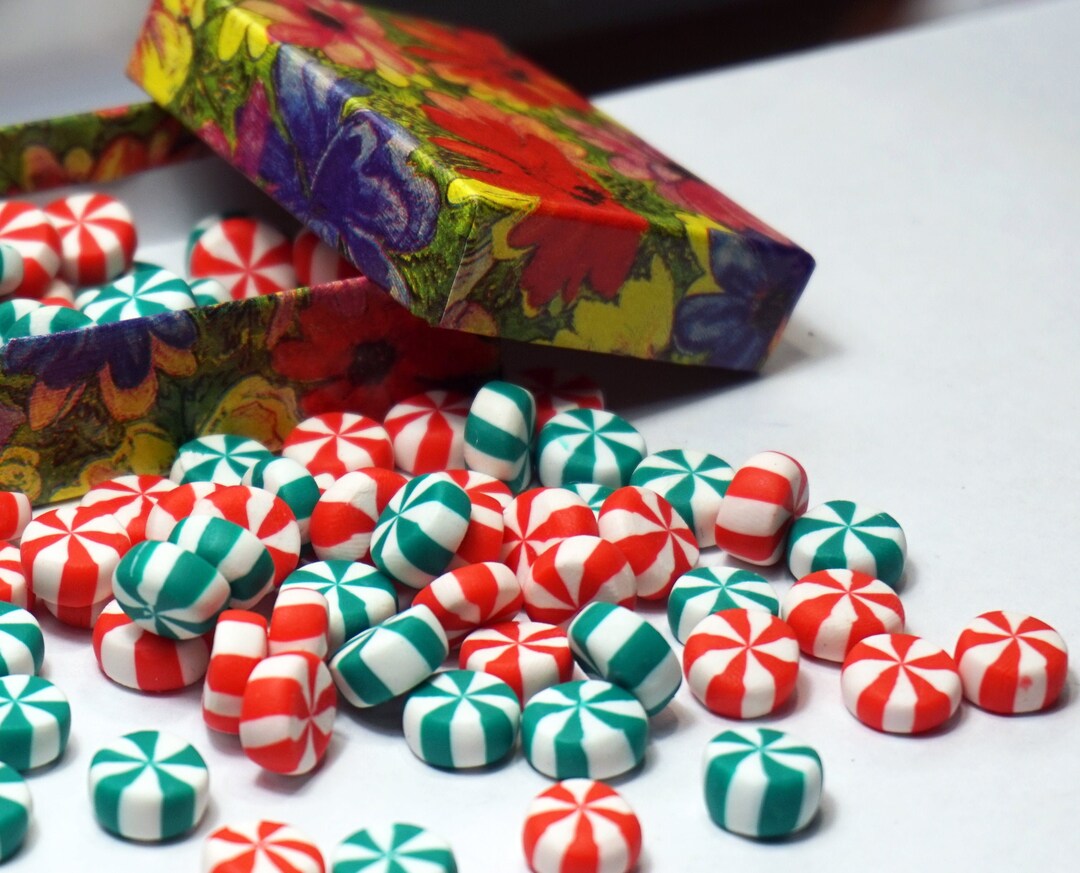 MINI PEPPERMINT CANDY Green Red Mix Swirl Round Christmas Candies ...