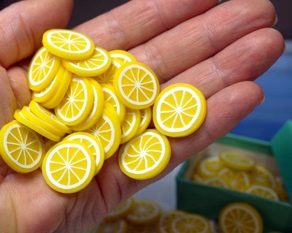Dollhouse Miniature Yellow Lemon Polymer Clay Canes Set of 5