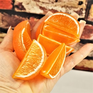 LIFELIKE ORANGE SLICES, Crafting Pieces, Citrus Wedges For Kitchen Decor, Small Gift Idea For Her, Photography Props, Gift In Bag For Her