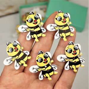 BEE SHAPED WOODEN buttons, Cute bees sewing buttons, Kids clothing decor, Clothing bees, Small gift idea, Ready to gift in box Mini Diy gift