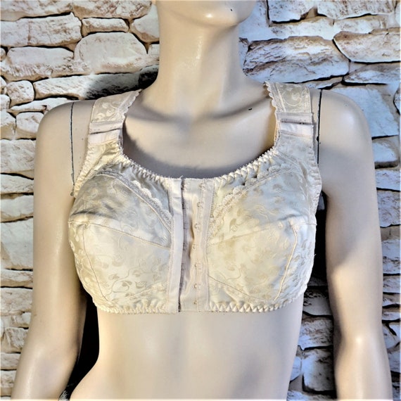 PURE COTTON Retro Bra With Wide Straps, Custom Made Front 7 Hooks Closure  Made in USSR Damask Cotton Bra, Seamed Big Cup Beige Bra, New Bra 