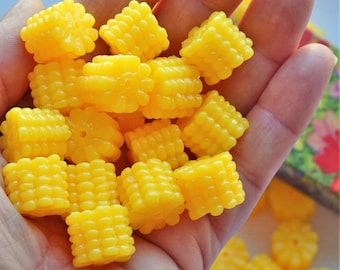 Soft Resin Corn Charms, DIY Jewelry, Craft Beads (5 or 10 pc)
