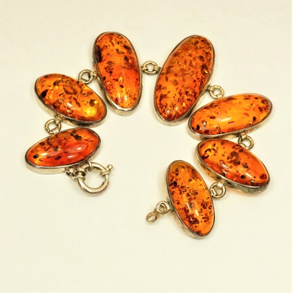 HEAVY AMBER BRACELET with Stamped 925 Silver, Lin… - image 8
