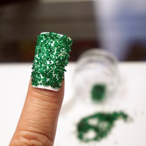 Emerald green nail crystals.