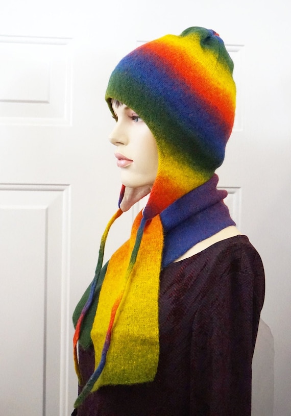 HAT SCARF SET Merino Wool Set Women Hat Long Scarf
