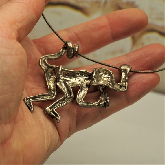 STERLING SILVER WIRE With Heavy Monkey Pendant, R… - image 8
