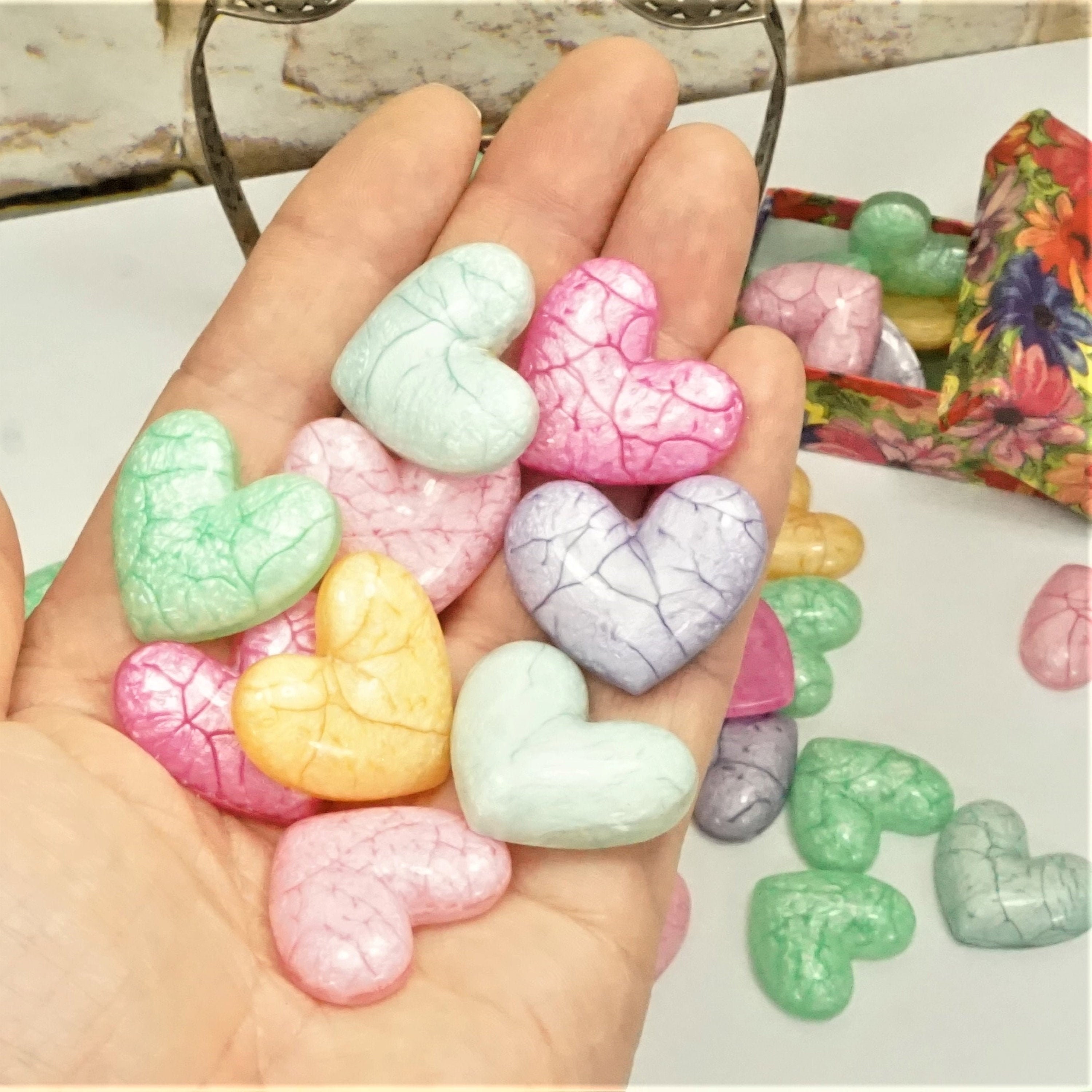 MARBLED HEARTS For CRAFT Assorted Neon Colors Flatback 3D Heart Cabochons Cell Phone Case Decor Decoden Charms Small Gift Idea For Kids MARBLED HEARTS For CRAFT Assorted Neon Colors Flatback 3D Heart Cabochons Cell Phone Case Decor Decoden Charms Small Gift Idea For Kids