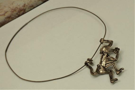 STERLING SILVER WIRE With Heavy Monkey Pendant, R… - image 9