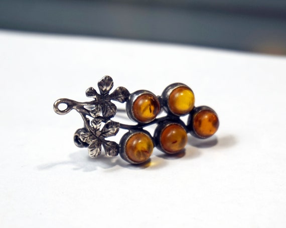AMBER STERLING Brooch, GRAPES On The Vine, Gift f… - image 5