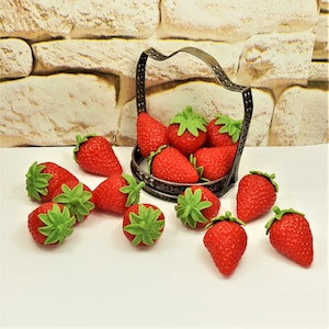 FRAISES TAILLE RÉELLE, Fruits pour décoration d'intérieur, Fraises rouges réalistes dans un sac cadeau, Accessoires de photographie, Décoration de fête, Petite idée cadeau