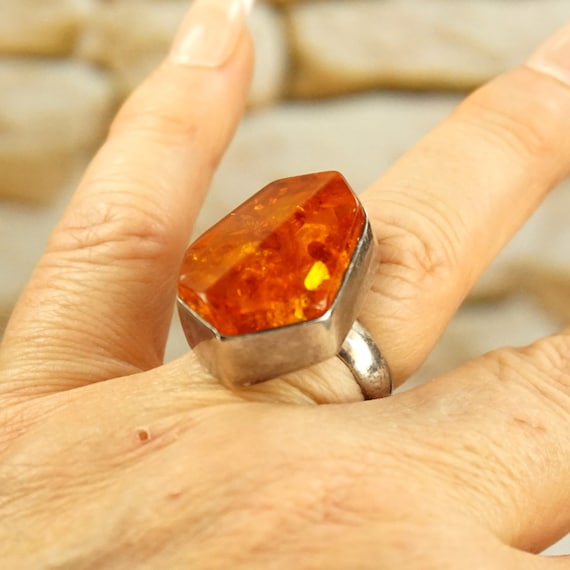 Baltic Amber Geometric Ring Baltic Amber Geometric Ring