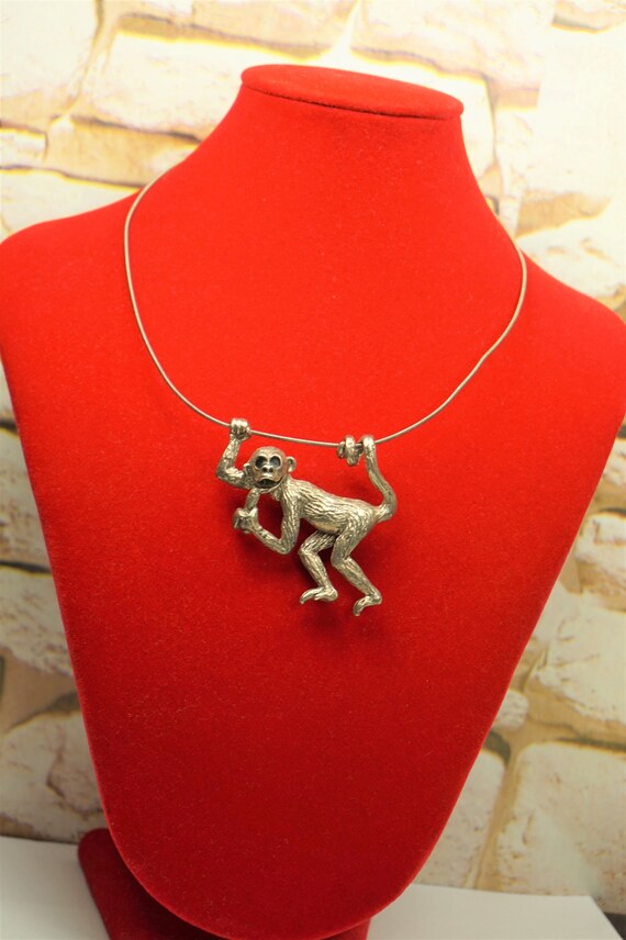 STERLING SILVER WIRE With Heavy Monkey Pendant, R… - image 5