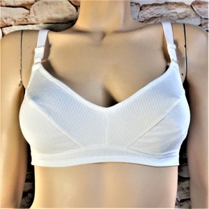 COTTON Soft CUP Wireless White Bra, Made In USSR Stretch Cotton Healthy Bra, New Bra, Holiday Gift Idea For Her