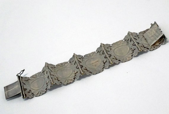 Vintage Mexican Sterling Silver Panel Bracelet – … - image 9