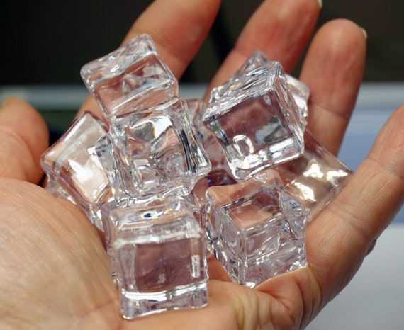 HUGE ICE CUBES for Craft, 30 Mm Transparent Clear Big Ice Cubes for  Decoration, Holiday Gift Idea for Kids 