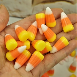 HALLOWEEN CANDY CORN Cabochons, Halloween Craft Cabs, Dollhouse Candy Corn In Box, Thanksgiving Craft Resin Charms, Small Gift Idea For Kids