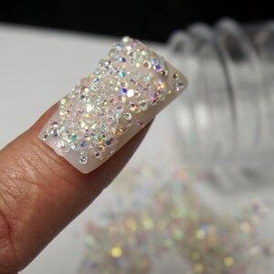 AB PREMIUM CRYSTALS For Nails Crystal Pixie Dust Micro Zircon Nail Rhinestones For Nail Art 1000 Crystals In Jar Holiday Small gift For Her