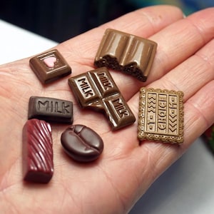 Chocolate Bar Miniatures - Assorted Chocolates - Dollhouse Sweets - Ready To Gift In Box - Small Gift For Kids