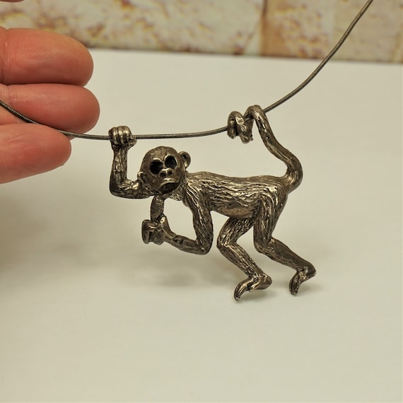 STERLING SILVER WIRE With Heavy Monkey Pendant, R… - image 2