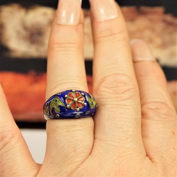 CHINESE EXPORT ENAMEL Sterling Ring With Fish - image 10