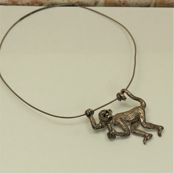 STERLING SILVER WIRE With Heavy Monkey Pendant, R… - image 10