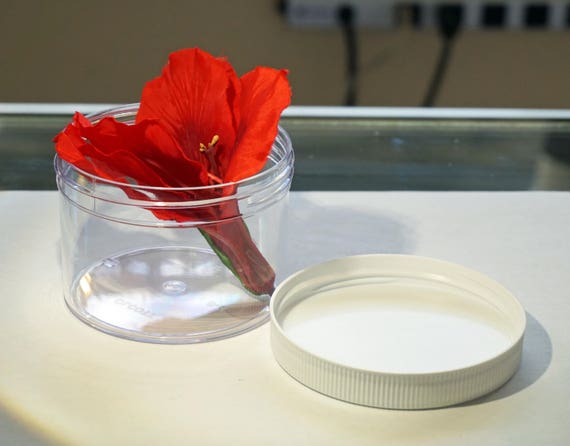 4 SLIME CONTAINERS CLEAR Plastic Jars 2 Oz 4 Oz 6 Oz 8 Oz Twisted Lid Clear  Plastic Wide-mouth Liquids Small Goods Storage Jars Slime Jars 