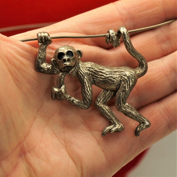 STERLING SILVER WIRE With Heavy Monkey Pendant, R… - image 4