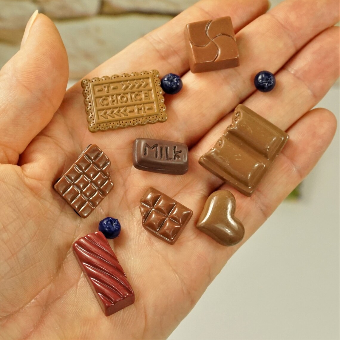 RESIN CHOCOLATE PIECES With Blueberries Diy Flatback Cabochons Etsy