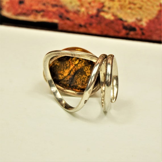 Large Raw Baltic Amber Sterling Silver Adjustable… - image 6