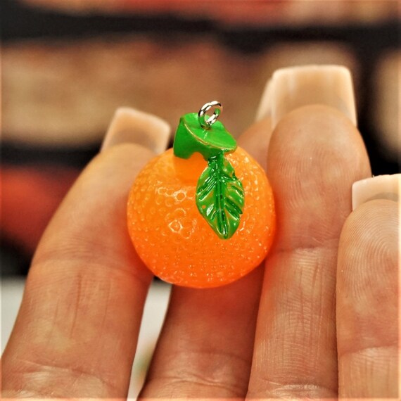 10Pcs/lot Fruit Orange Charms Resin Tangerine Pendants For DIY Kawaii Phone  Keychain Bracelets Jewelry Handmade Craft Making