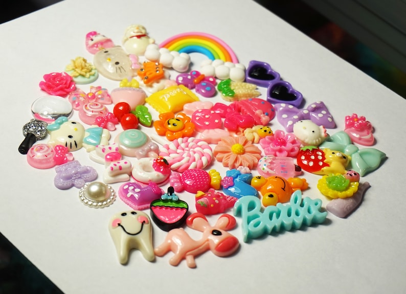 Mixed Kawaii Resin Cabochons All Different Cute Decoden Craft Charms Flatbacks