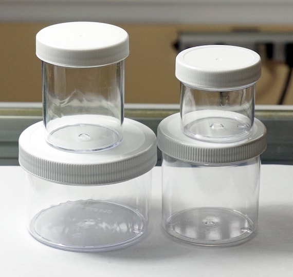 2 Oz SLIME CONTAINERS Clear Plastic Jars With Lids Small Goods