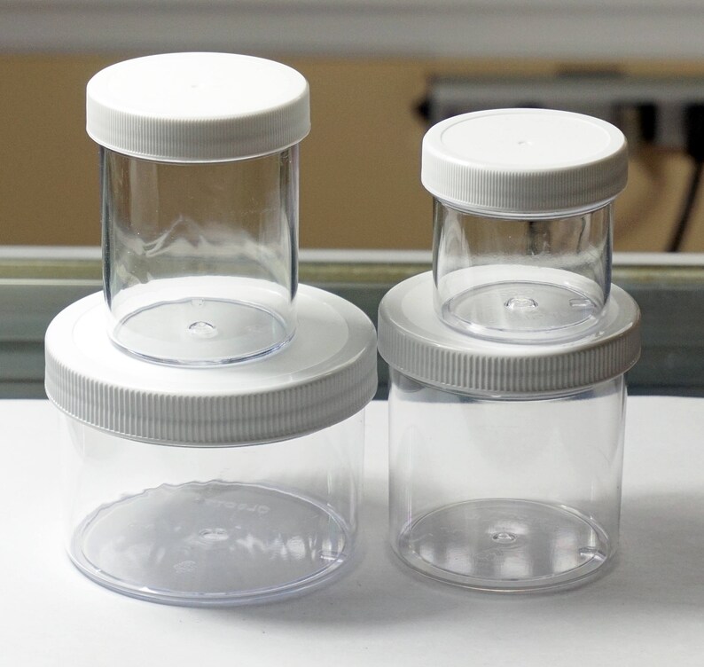 4 Slime Containers Clear Plastic Jars 2 Oz 6 8 Twisted Lid Wide Mouth Liquids Small Goods Storage