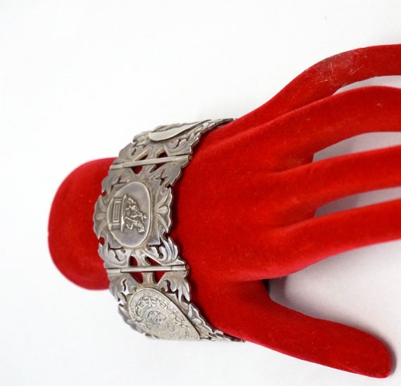 Vintage Mexican Sterling Silver Panel Bracelet – … - image 6