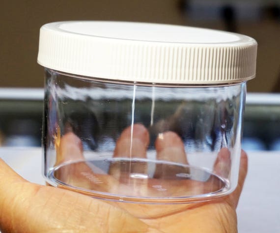 4 SLIME CONTAINERS CLEAR Plastic Jars 2 Oz 4 Oz 6 Oz 8 Oz Twisted Lid Clear  Plastic Wide-mouth Liquids Small Goods Storage Jars Slime Jars 