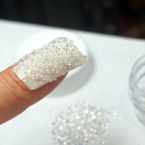 Clear Crystal Pixie Micro Beads – 1.2mm Nail Art Rhinestones, Manicure Gems, Craft Supplies